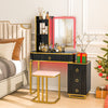 RGB LED Vanity Set with Mirror and Lights-Black