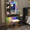 RGB LED Vanity Set with Mirror and Lights-Black