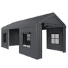 Outsunny 3 x 6 m Heavy Duty Carport, Portable Garage Car Canopy Tent with Galvanised Frame, Doors, Windows, Dark Grey