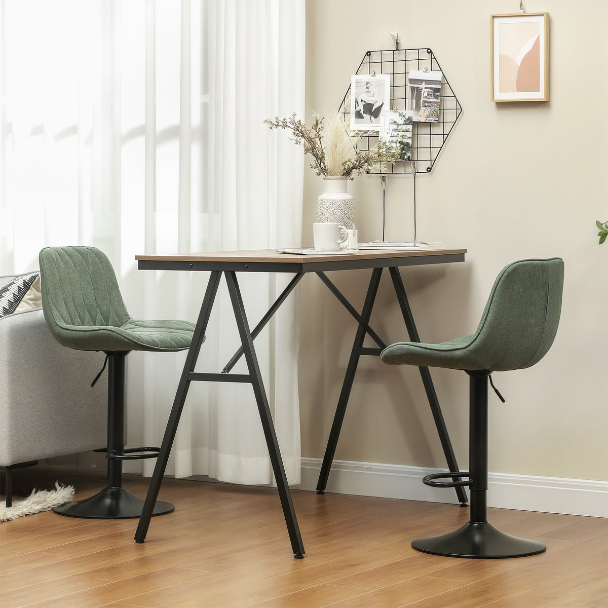 HOMCOM Breakfast Bar Stools Set in Green