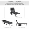 Outsunny Portable Sun Lounger, Folding Camping Bed Cot, Reclining Lounge Chair 5-position Adjustable Backrest with Side Pocket, Pillow for Patio Garden Beach Pool, Black