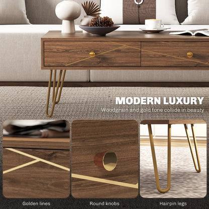 HOMCOM Coffee Table with Storage in Brown