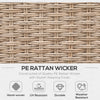 Outsunny 4 Pieces Rattan Garden Furniture Set, Garden Corner Sofa with Side Trays, Wicker Conservatory Furniture Set with Loveseats, Slatted Plastic Top Coffee Table and Cushions, Beige