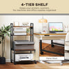HOMCOM 4-Tier Printer Stand with Power Outlets and Wheels - Rustic Brown