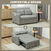 HOMCOM Loveseat Sofa Bed, Convertible Bed Settee with 2 Pillows, Side Pockets, Light Grey