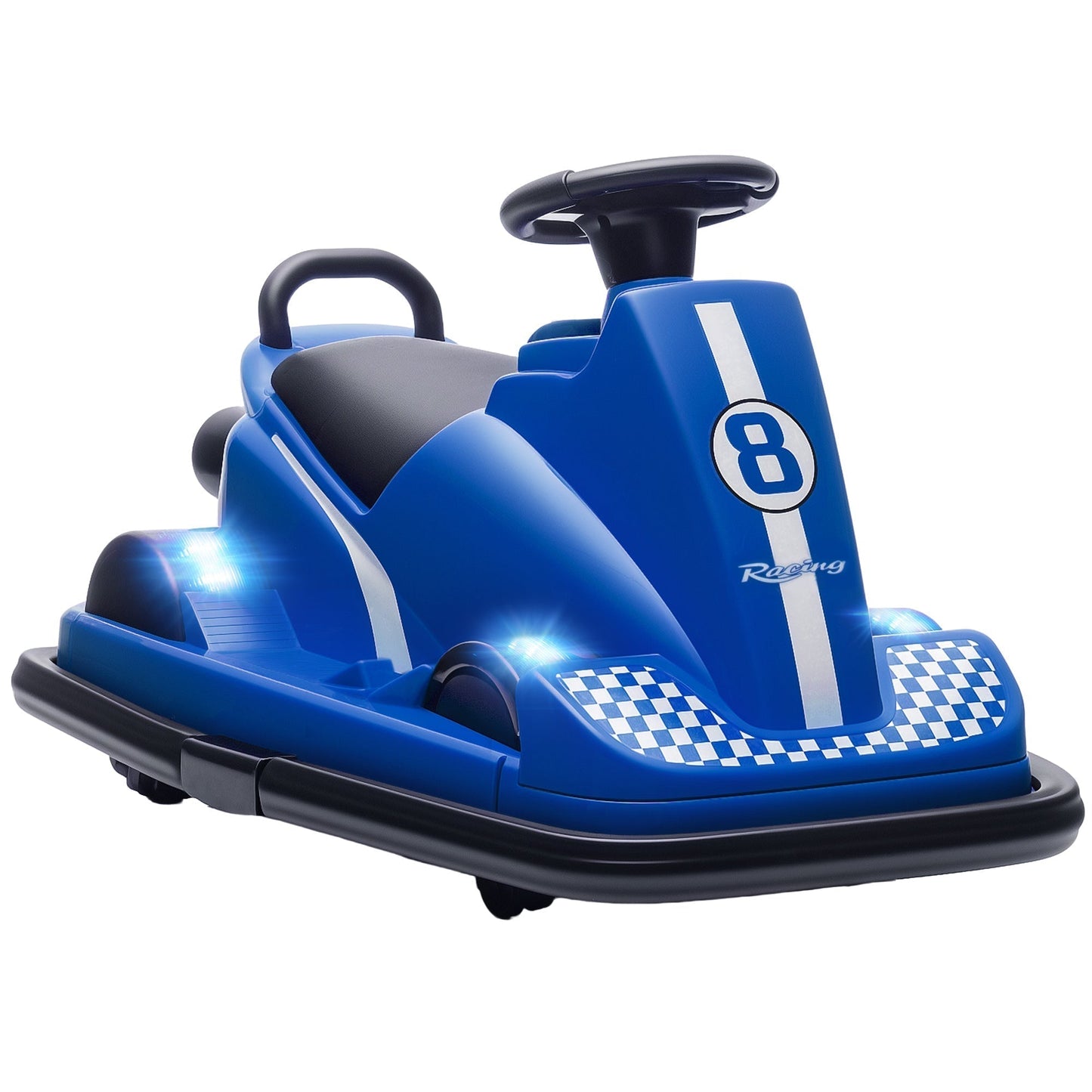 AIYAPLAY Kids Bumper Car, 360 degrees Rotation Spin Electric Waltzer Car with LED Lights, Music for Ages 3-8 Years Old, Blue