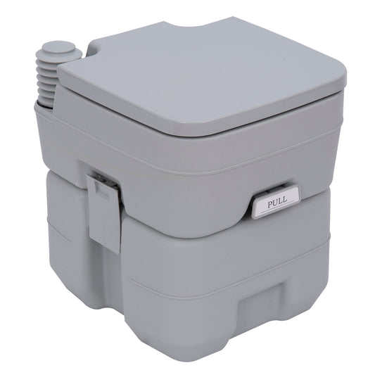 Outsunny 20L Portable Travel Mobile Toilet Outdoor Camping Handle WC with 2 Detachable Tanks & Push-button Operation, Grey