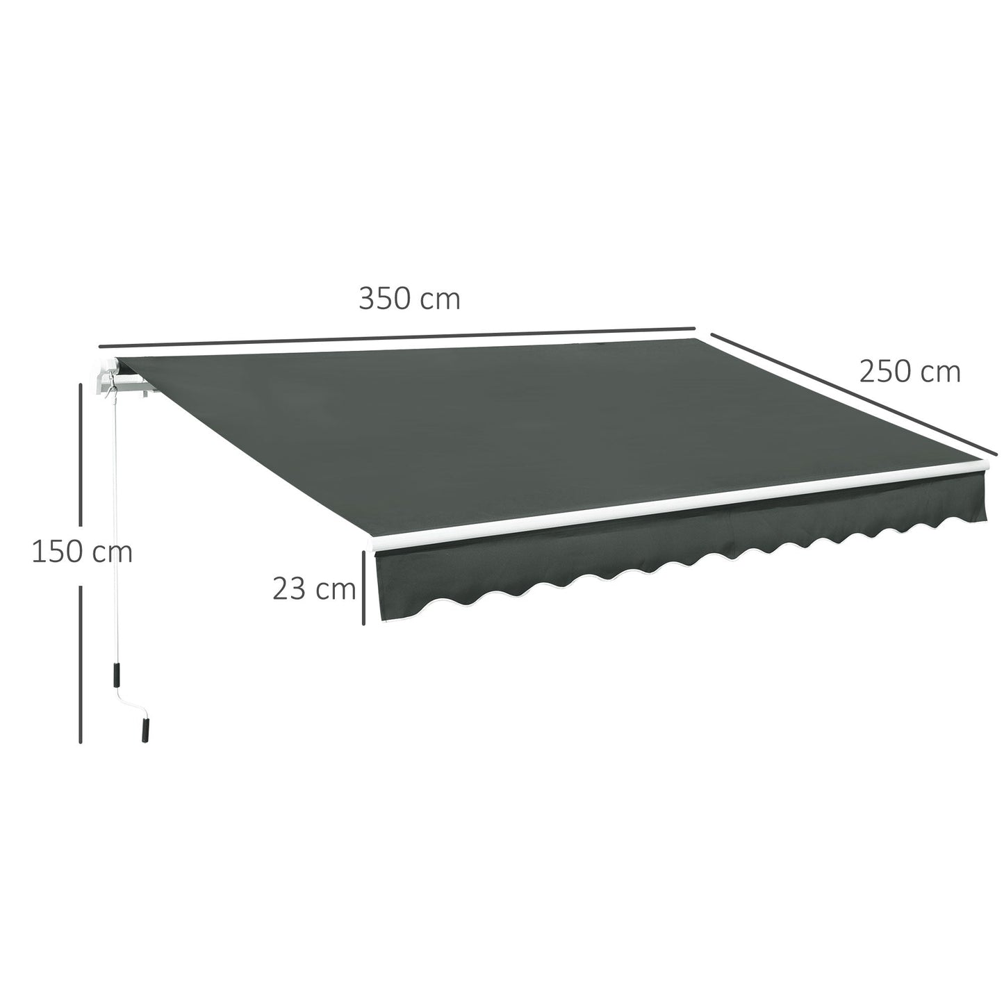 Outsunny 3.5M x 2.5M Manual Awning Canopy Retractable Sun Shade Shelter for Garden Patio