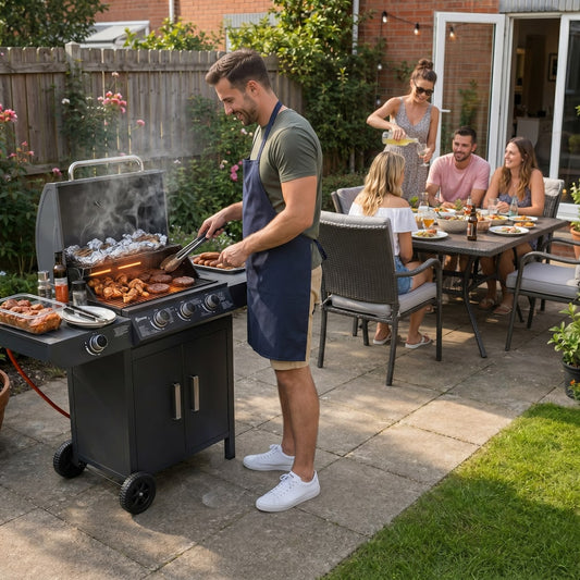 Outsunny 3+1 Burner Gas BBQ Grill in Grey