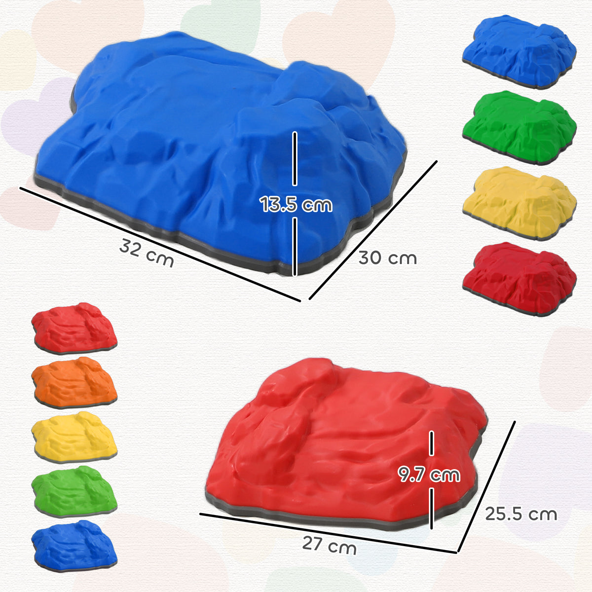 AIYAPLAY Balance Stepping Stones for Kids with Non-Slip Bottom in Multi Colour