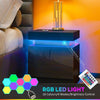 HOMCOM Black Bedside Table with LED Light, High Gloss Front Nightstand with 2 Drawers, for Living Room, Bedroom