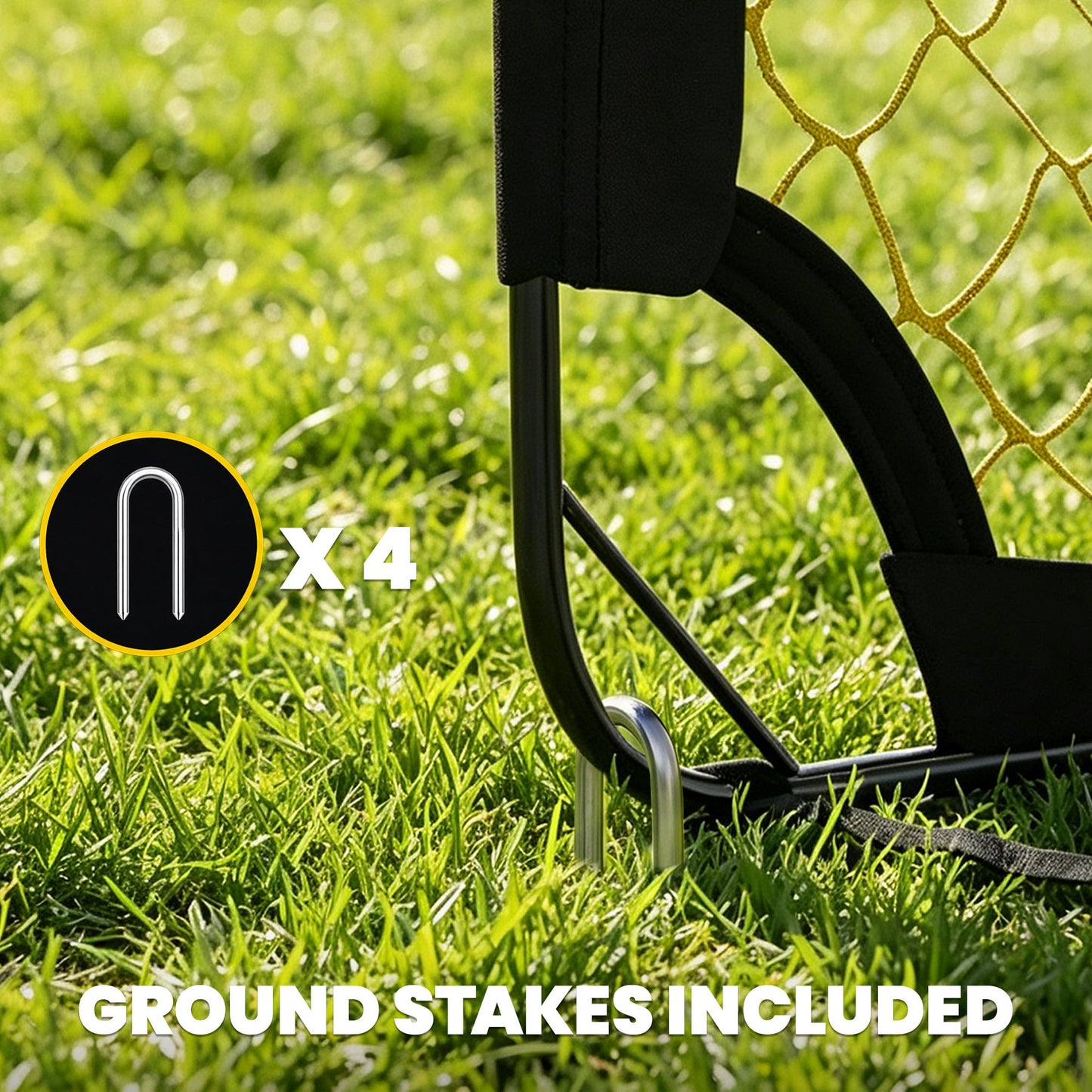 SPORTNOW Pop Up Football Goal, Portable Folding Football Net with Carry Bag, 4 U-Shaped Ground Stakes, Fibreglass Pole