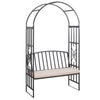 Outsunny Metal Frame Bench W/Arch, 114Lx60Wx206H cm-Grey