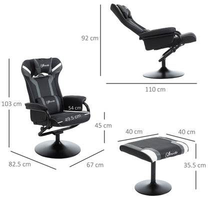 Vinsetto Reclining Chair and Stool Set in Mixed-grey