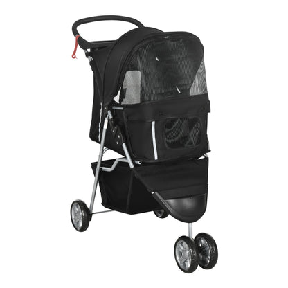 PawHut 3 Wheel Pet Stroller in Black