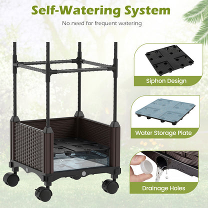 Raised Garden Bed Planter Box with Obelisk Trellis 200 cm-Black