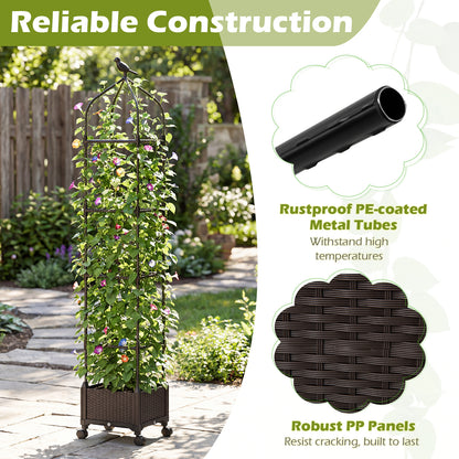 Raised Garden Bed Planter Box with Obelisk Trellis 200 cm-Black