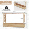 Raised Garden Bed with 2-Sided Trellis and Hanging Roof-Natural