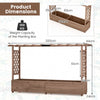 Raised Garden Bed with 2-Sided Trellis and Hanging Roof-Rustic Brown