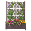 Raised Garden Bed with Lattice Trellis Drainage Plug and Gauge-Brown