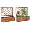 Raised Garden Bed with Lattice Trellis Wooden Elevated Planter-Orange
