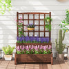 Raised Garden Bed with Lattice Trellis and Drainage Holes-Rustic Brown