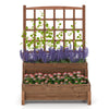 Raised Garden Bed with Lattice Trellis and Drainage Holes-Rustic Brown