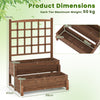 Raised Garden Bed with Lattice Trellis and Drainage Holes-Rustic Brown