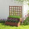 Raised Garden Bed with Lattice Trellis and Drainage Holes-Rustic Brown
