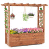 Raised Garden Bed with Lattice Trellises Hanging Roof Drainage-Ornge-L