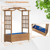 Raised Garden Bed with Trellis Solid Wood Planter with Hanging Roof-Brown