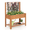 Raised Garden Bed with Trellis Wooden Elevated Planter Box with Legs-Brown