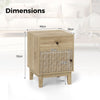 Rattan Nightstand Set of 2 with Storage Drawer and Cabinet-Natural