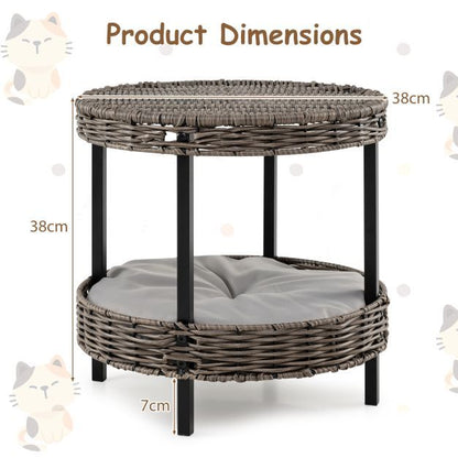 Rattan Pets Set with Cat Bed Cat House and Dog House