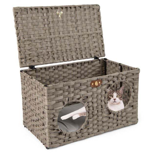 Rattan Pets Set with Cat Bed Cat House and Dog House