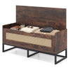 Rattan Storage Chest Wicker Shoe Bench with Padded Seat-Rustic Brown