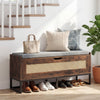 Rattan Storage Chest Wicker Shoe Bench with Padded Seat-Rustic Brown