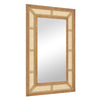 Rattan Wall Mirror Bohemian Rectangular Decorative Mirror with Wooden Frame-Natural