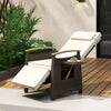 Patio Rattan Lounge Chair Recliner with Adjustable Footrest and Side Table-Off White