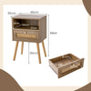 Rattan Nightstand Set of 2 with Rattan Drawer and Open Shelf-Natural