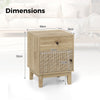 Rattan Nightstand with Storage Drawer and Cabinet-Natural