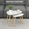 HOMCOM Nesting Coffee Table, Set of 2 Side Tables, Stacking End Tables with Solid Wood Legs, for Living Room Bedroom, Light Grey