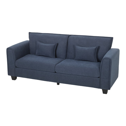 HOMCOM 3 Seater Sofa, Linen Upholstered Sofa Couch with Spring Cushions, Thick Padding, Wide Padded Armrests, Dark Blue