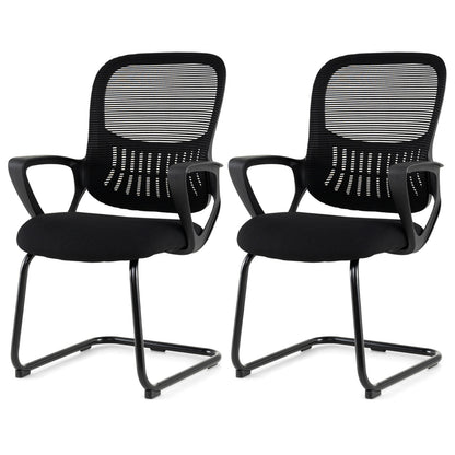 Reception Chairs Set of 2 with Breathable Mesh Back-Black