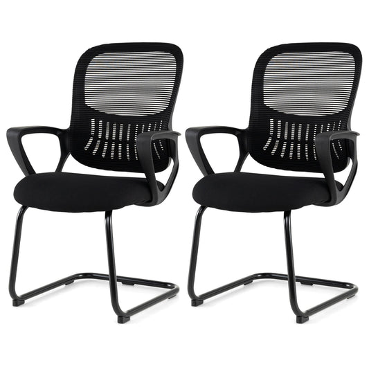 Reception Chairs Set of 2 with Breathable Mesh Back-Black