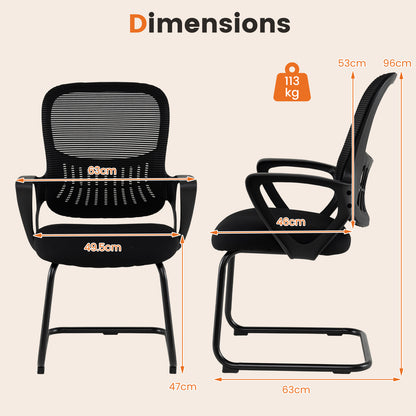 Reception Chairs Set of 2 with Breathable Mesh Back-Black