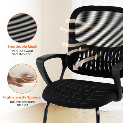Reception Chairs Set of 2 with Breathable Mesh Back-Black
