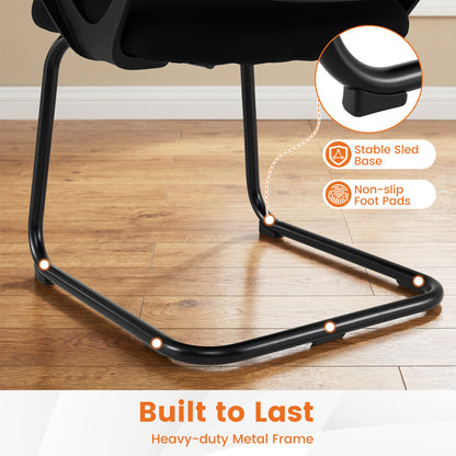 Reception Chairs Set of 2 with Breathable Mesh Back-Black