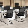 Reception Chairs Set of 4 with Breathable Mesh Back Storage-Black