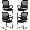 Reception Chairs Set of 4 with Breathable Mesh Back Storage-Black